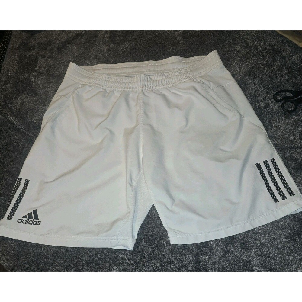Adidas Shorts Club 3 Stripes Mens L White Tennis Running Climacool